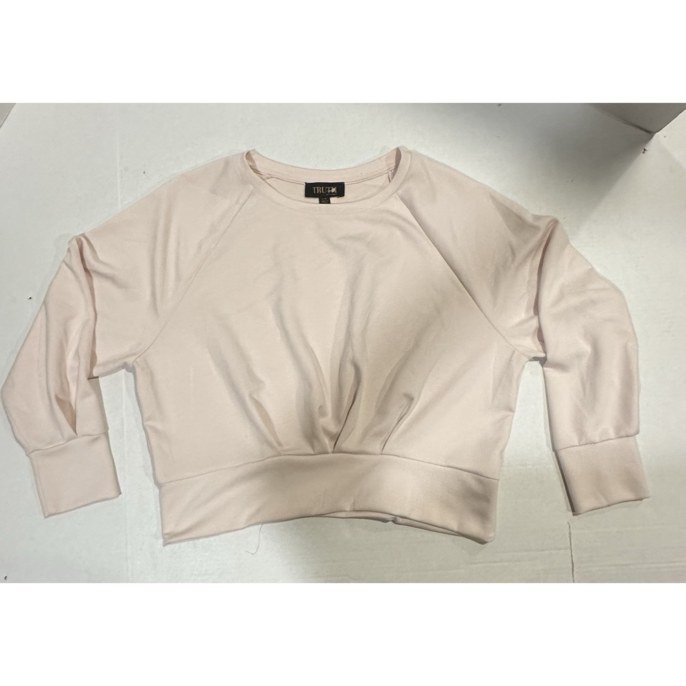 Truth By Republic Sweatshirt Crewneck Pullover Pleated Light Pink Womens Large